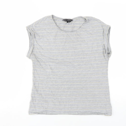 Dorothy Perkins Grey Striped Women's Size 10 T-Shirt