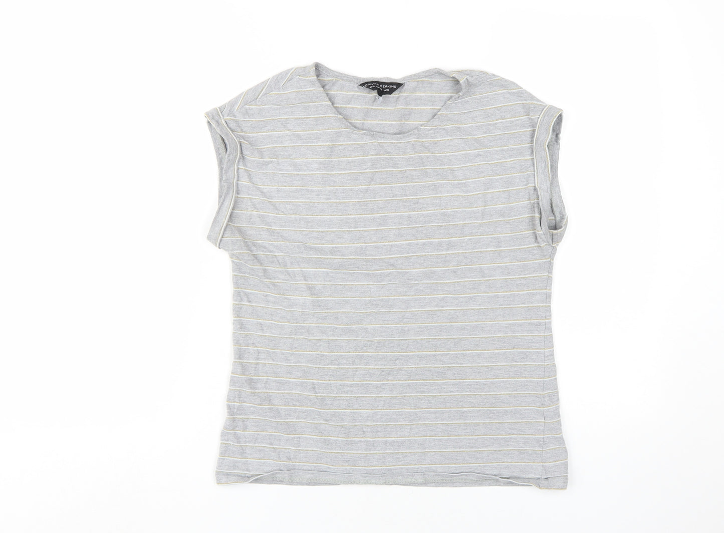 Dorothy Perkins Grey Striped Women's Size 10 T-Shirt