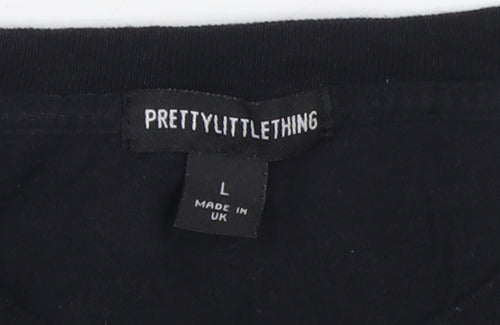 PrettyLittleThing Women's Black Crew Neck T-Shirt L