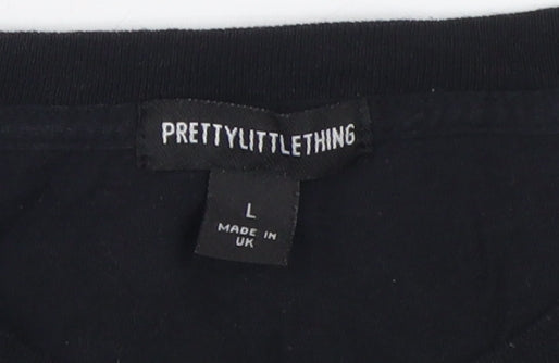PrettyLittleThing Women's Black Crew Neck T-Shirt L