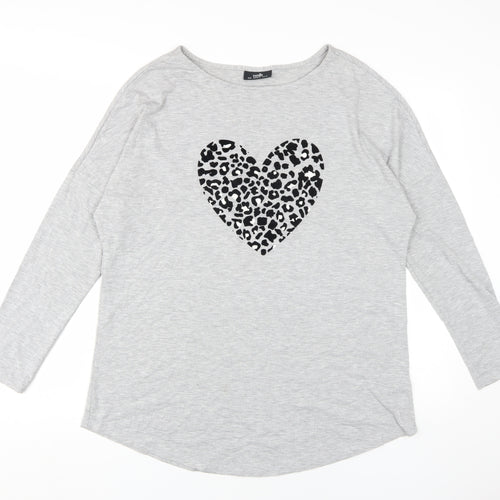 Wallis Women's Grey Animal Print Heart T-Shirt