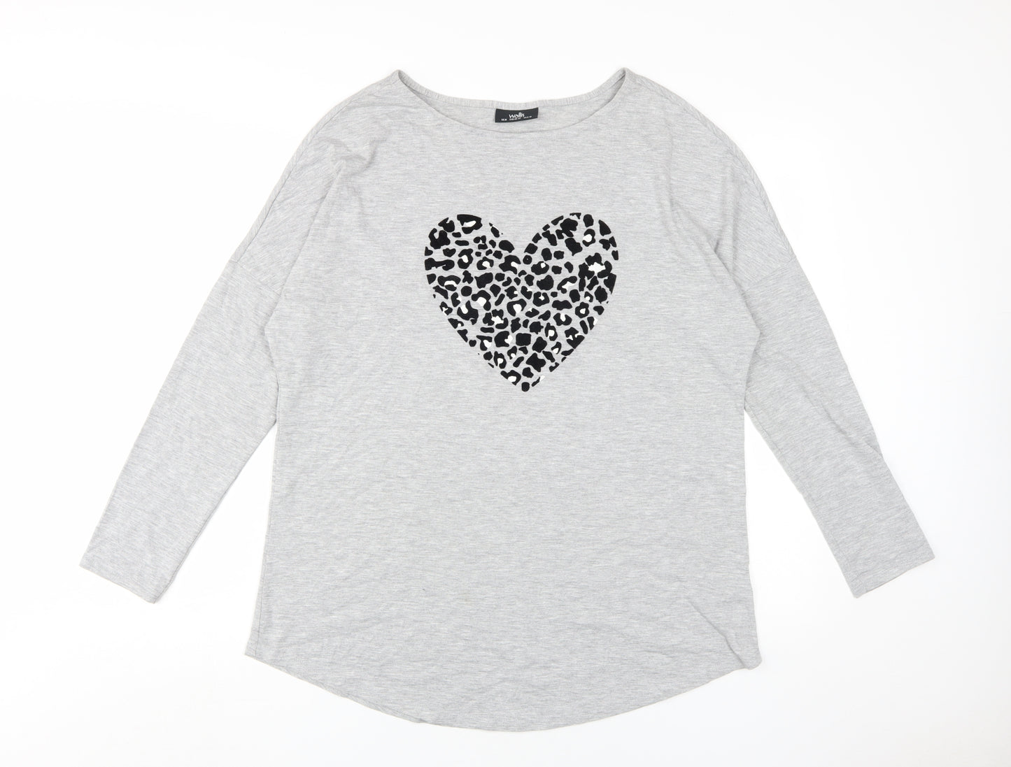 Wallis Women's Grey Animal Print Heart T-Shirt