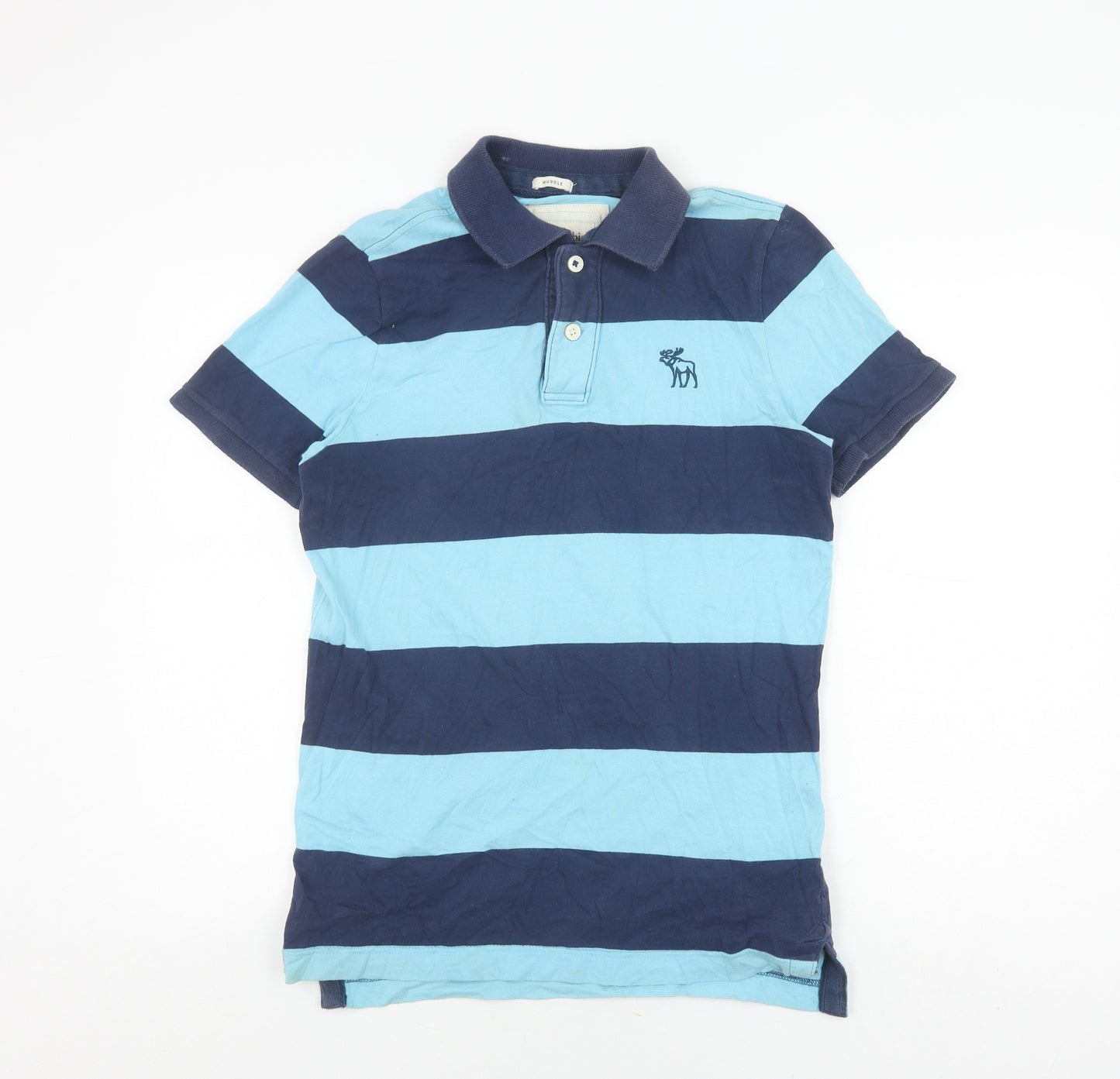 Abercrombie & Fitch Unisex Blue Striped Polo M