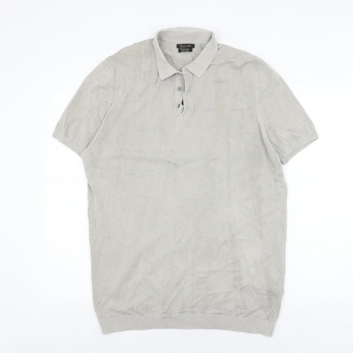 Massimo Dutti Men’s Grey Short Sleeve Polo XL