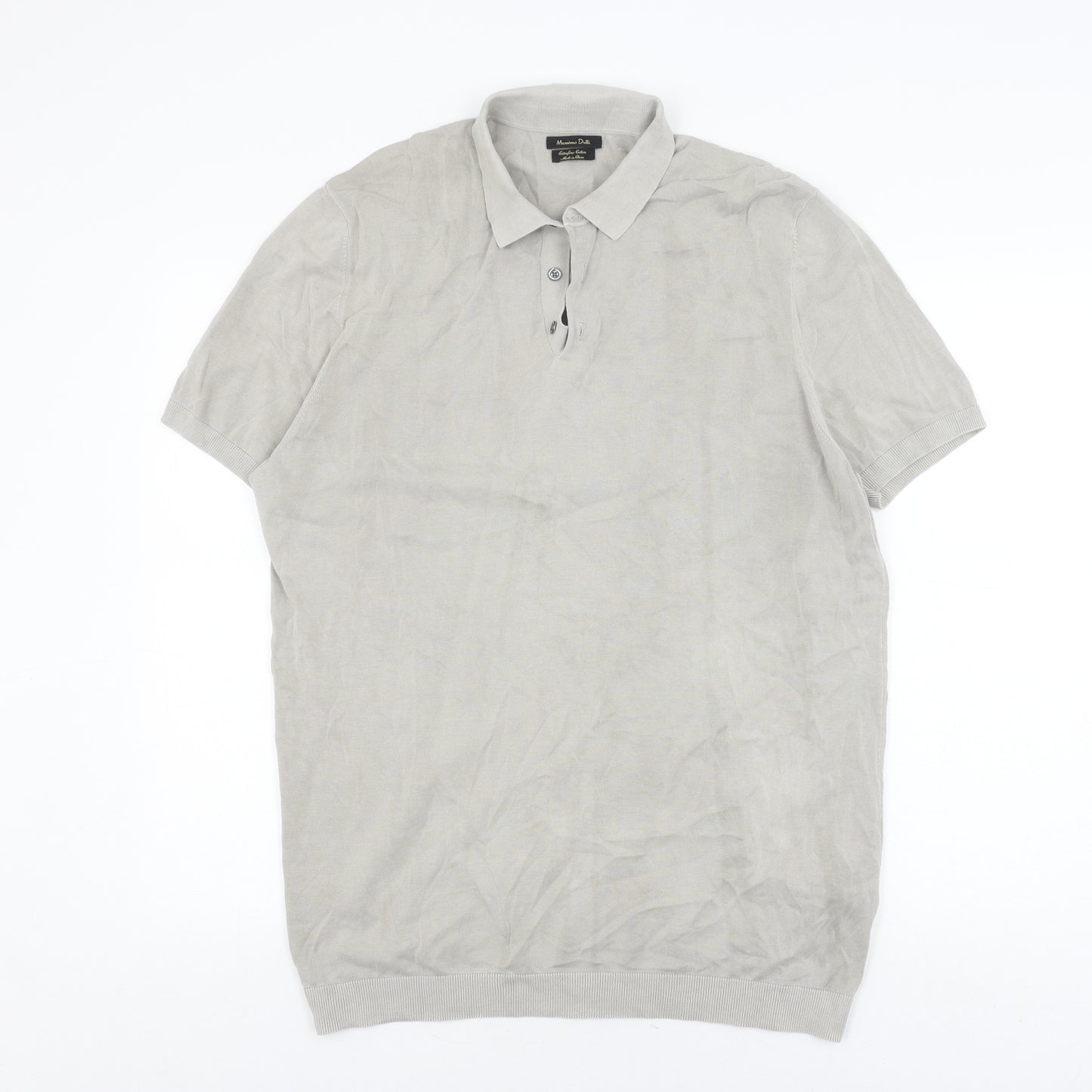 Massimo Dutti Men’s Grey Short Sleeve Polo XL