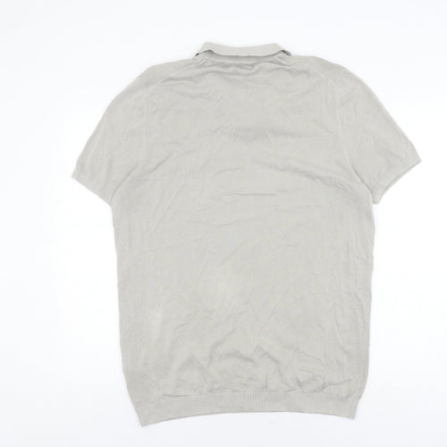 Massimo Dutti Men’s Grey Short Sleeve Polo XL