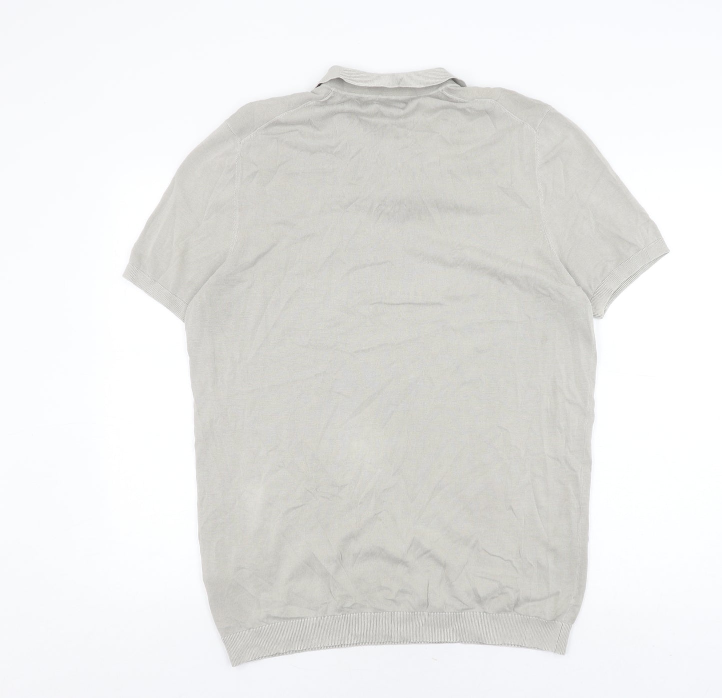 Massimo Dutti Men’s Grey Short Sleeve Polo XL