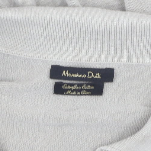 Massimo Dutti Men’s Grey Short Sleeve Polo XL