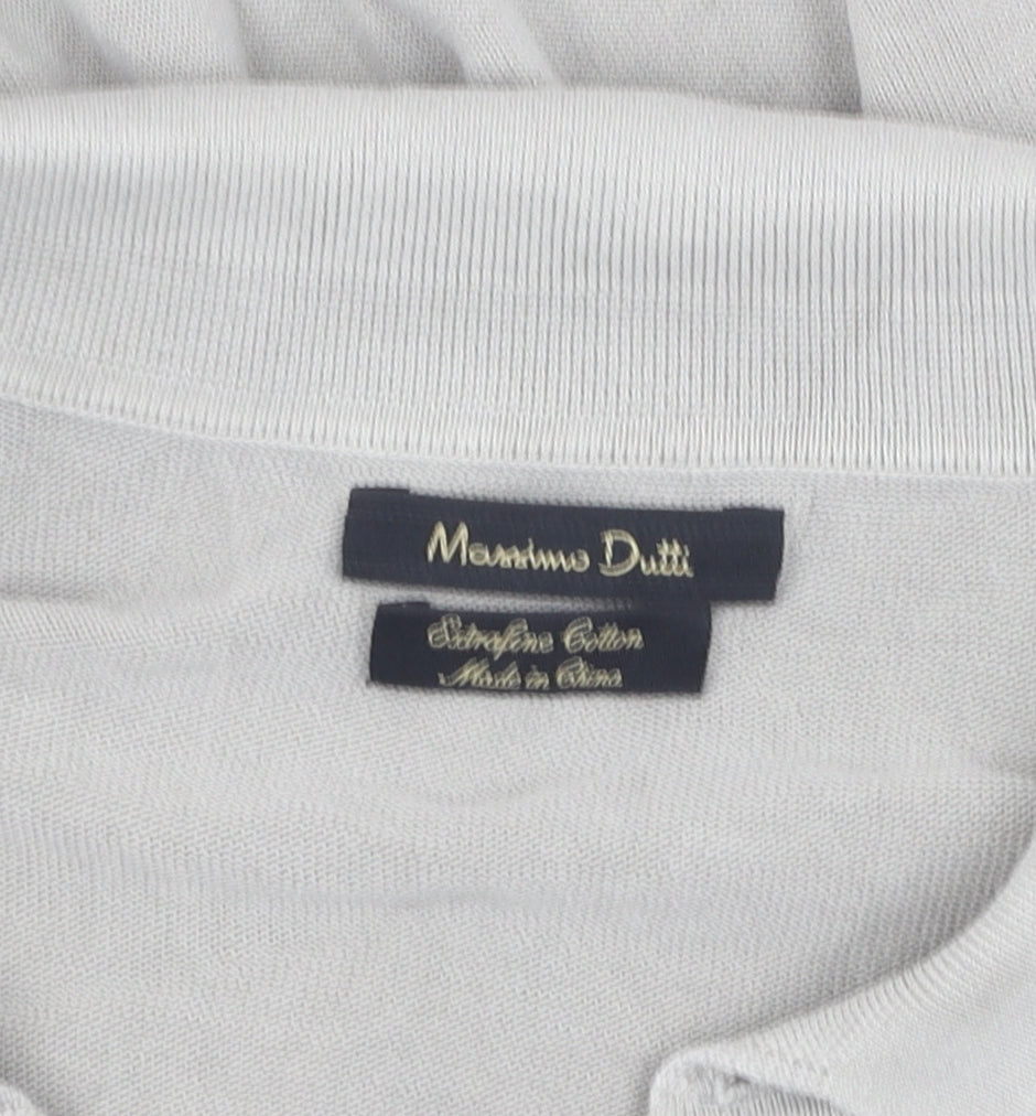 Massimo Dutti Men’s Grey Short Sleeve Polo XL