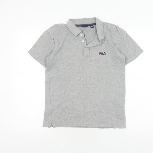 Fila Boys Grey Polo Shirt, Medium Regular Fit Casual