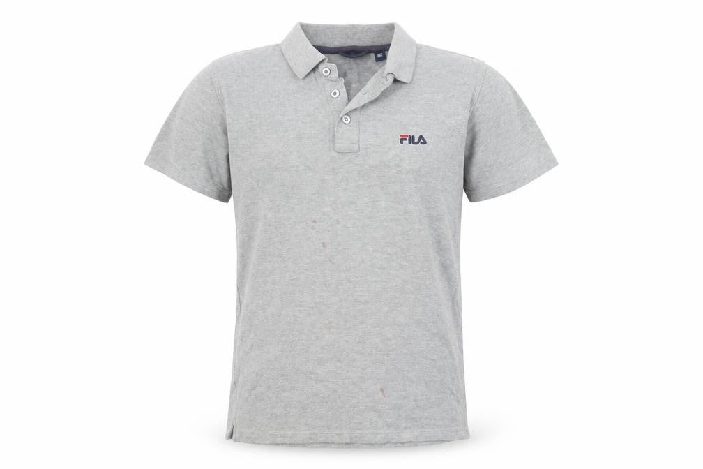 Front view of Fila boys’ grey polo shirt, medium regular fit casual