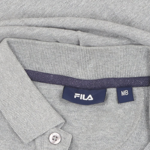 Fila Boys Grey Polo Shirt, Medium Regular Fit Casual