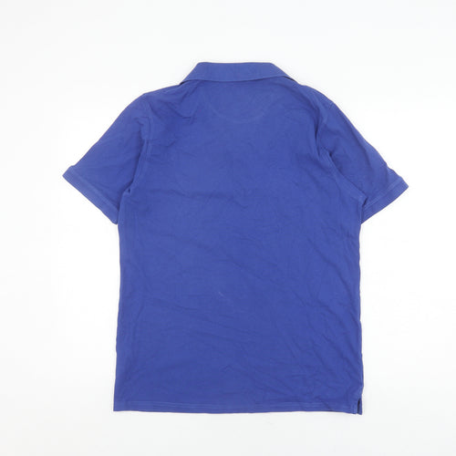 Men's Blue Cotton Polo Shirt M Short Sleeve Casual