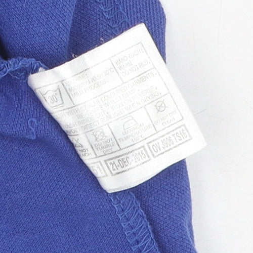 Men's Blue Cotton Polo Shirt M Short Sleeve Casual