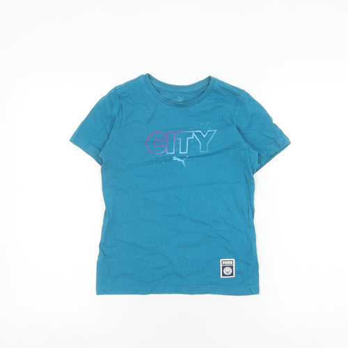 Puma Boys Blue Graphic T-Shirt, Size 10Y, Sports Style