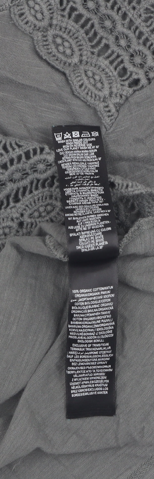 Debenhams Women Grey Crochet V-Neck T-Shirt