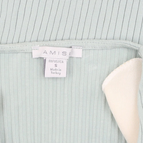 Amisu Women's Green V-Neck Long Sleeve Top