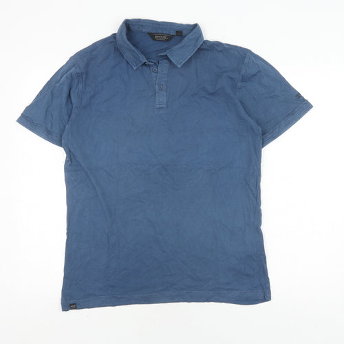 Regatta Men's Blue Cotton Polo Shirt, Size M, Short Sleeve