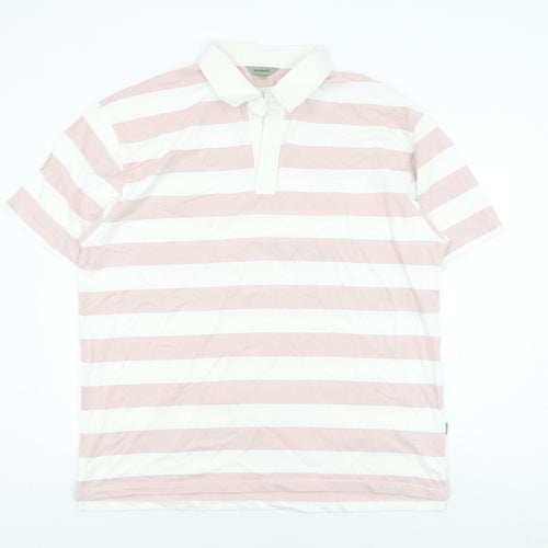 Hawkshead Men's Pink Striped Polo XL Short Sleeve