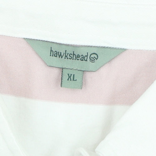 Hawkshead Men's Pink Striped Polo XL Short Sleeve