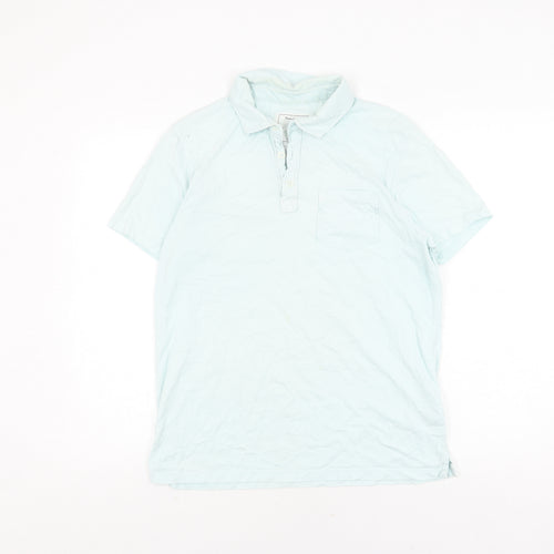 Jasper Conran Men's Blue Cotton Polo, Size S, Short Sleeve