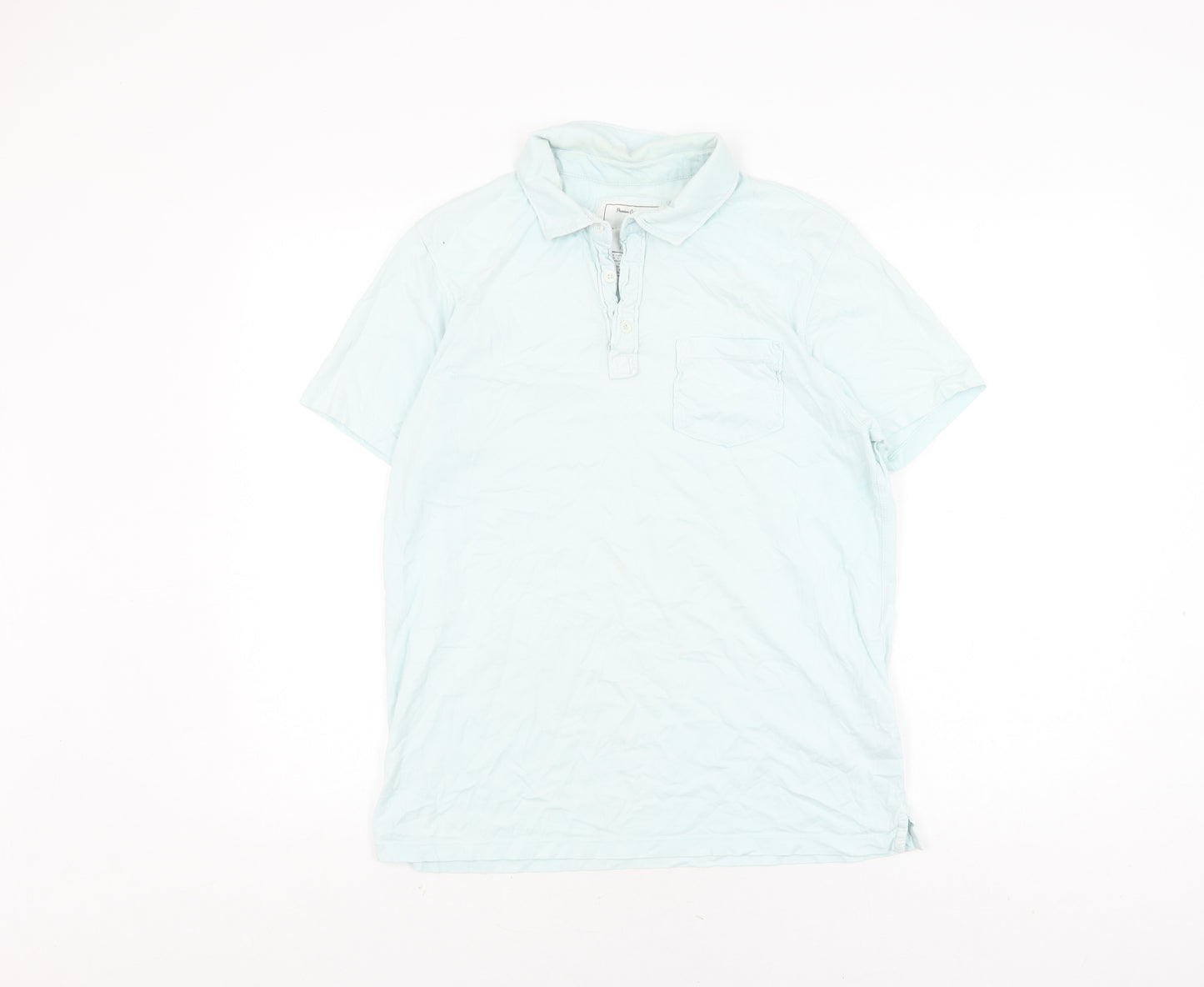 Jasper Conran Men's Blue Cotton Polo, Size S, Short Sleeve