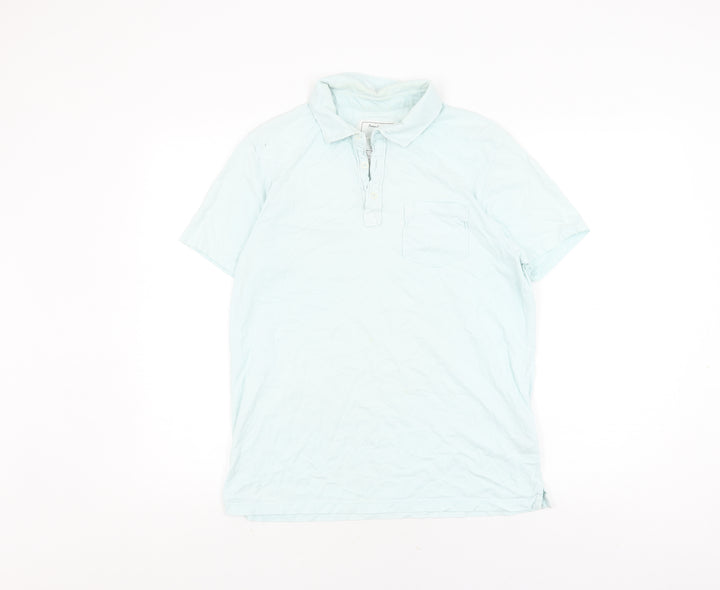 Jasper Conran Men's Blue Cotton Polo, Size S, Short Sleeve
