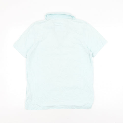 Jasper Conran Men's Blue Cotton Polo, Size S, Short Sleeve