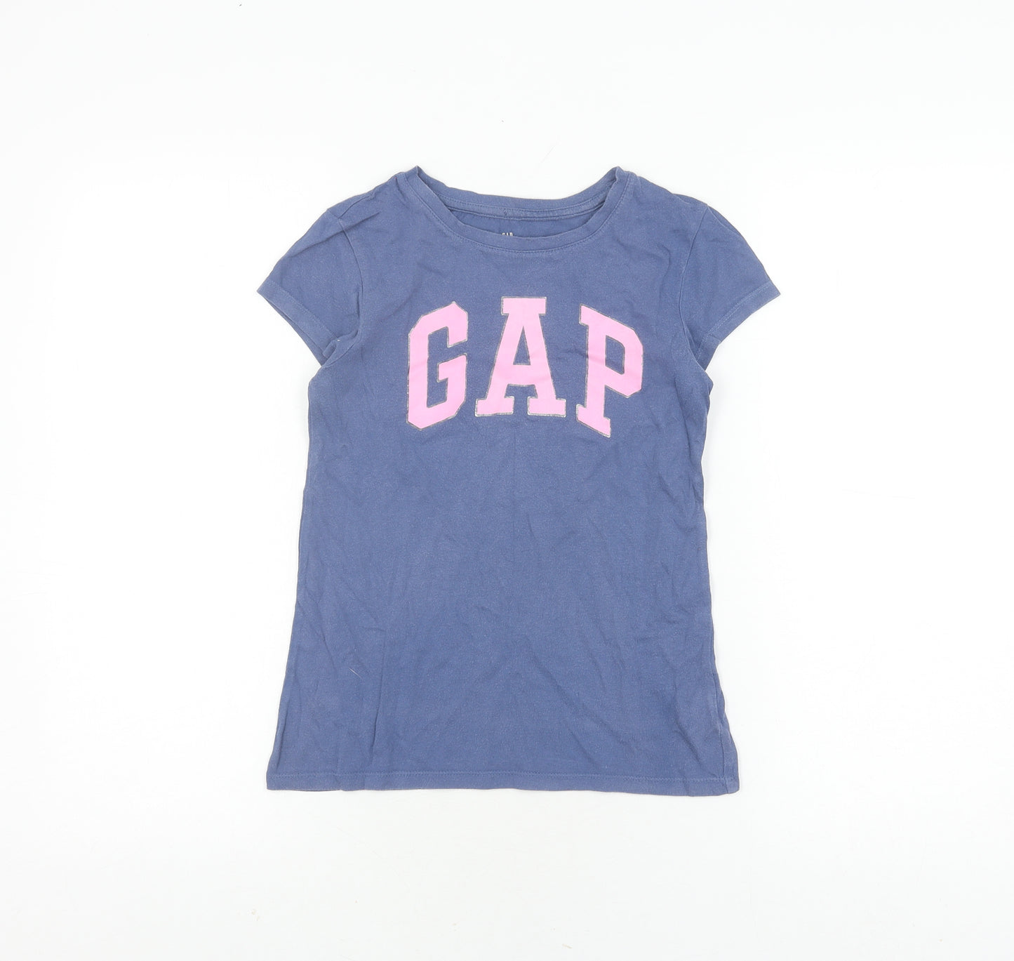 GAP Girls Blue T-Shirt, Size 14, Crew Neck, Logo Accent