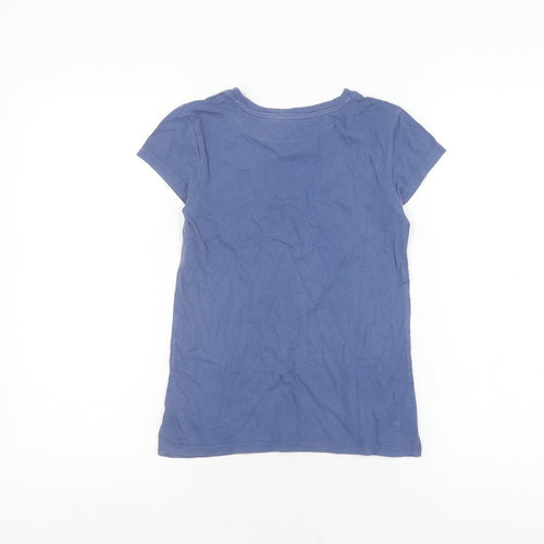 GAP Girls Blue T-Shirt, Size 14, Crew Neck, Logo Accent