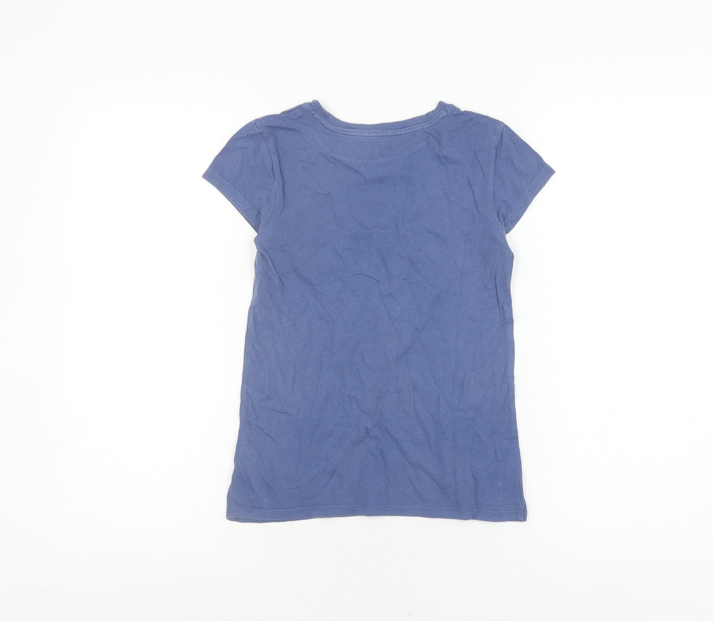 GAP Girls Blue T-Shirt, Size 14, Crew Neck, Logo Accent