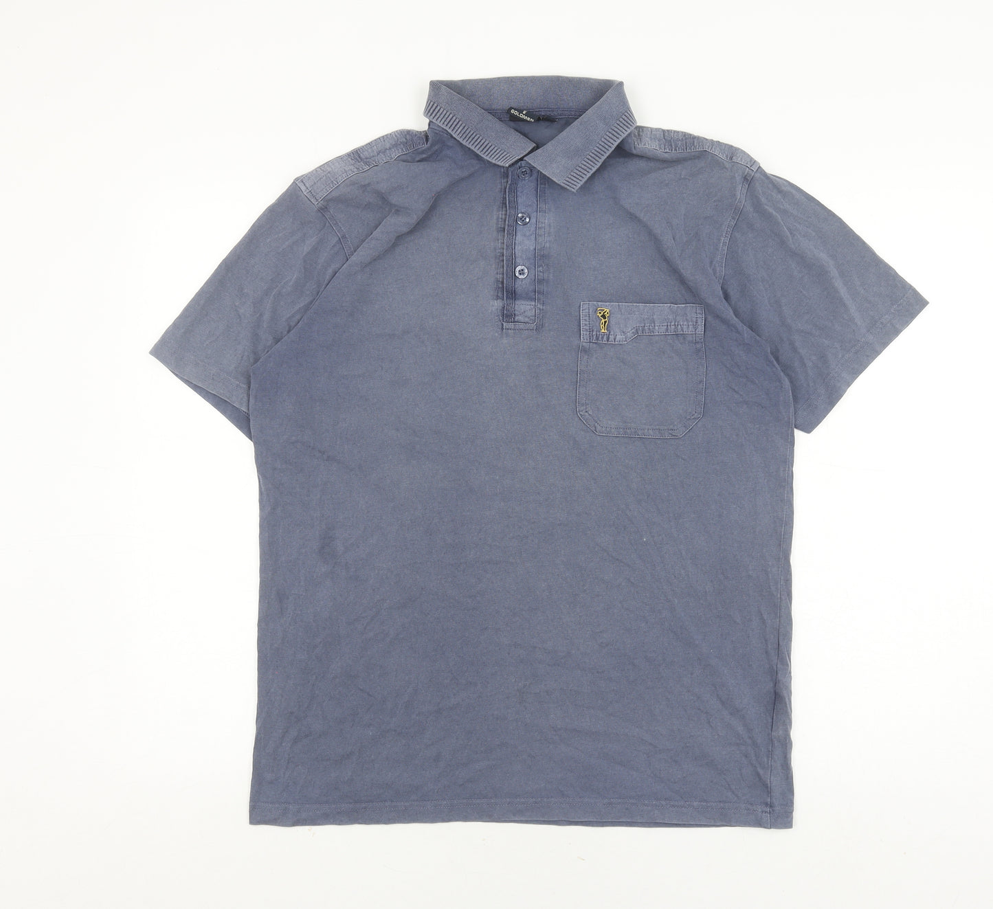 Men's Blue Cotton Goldman Polo Shirt M Short Sleeve