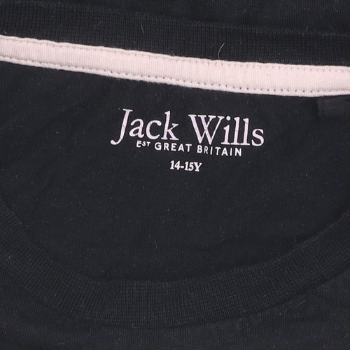 Jack Wills Girls Black Long Sleeve Logo T-Shirt 14-15 Years