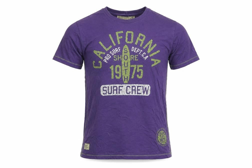 Front view of South Shore Men's Purple Graphic T-Shirt, size S