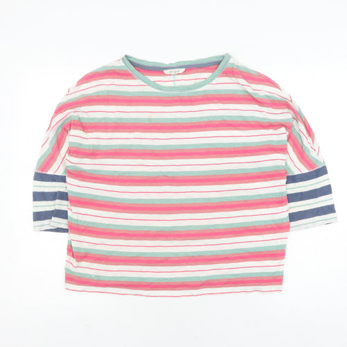 White Stuff Women's Multicoloured Cotton Striped T-Shirt Size 10