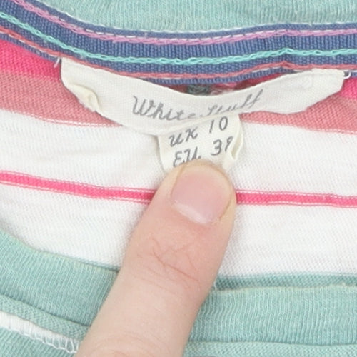 White Stuff Women's Multicoloured Cotton Striped T-Shirt Size 10