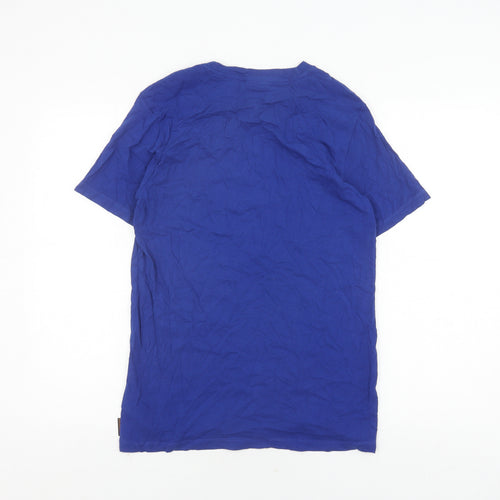 Scotch & Soda Blue Cotton Men's T-Shirt, Size 16, Logo Accent