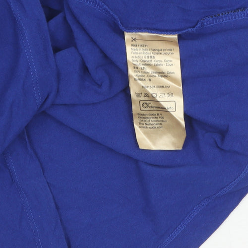 Scotch & Soda Blue Cotton Men's T-Shirt, Size 16, Logo Accent