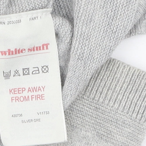 White Stuff Womens Silver Cardigan Merino Wool Size 16