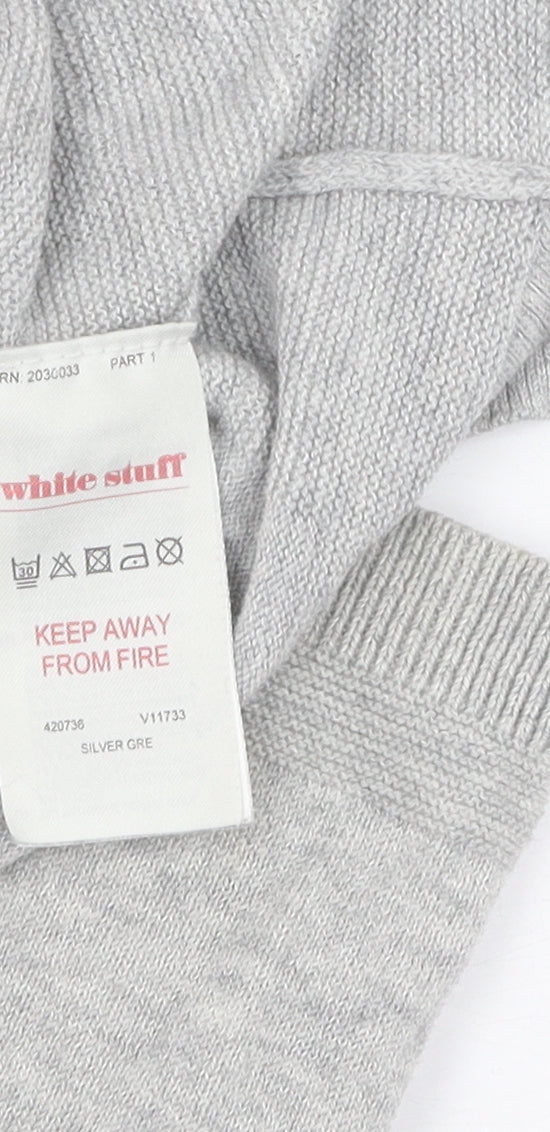 White Stuff Womens Silver Cardigan Merino Wool Size 16