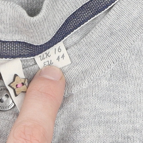 White Stuff Womens Silver Cardigan Merino Wool Size 16