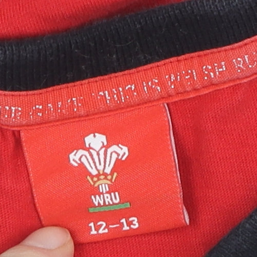 Fanatics Teens Red Rugby Polo Shirt 13, WRU Logo, Casual Wear