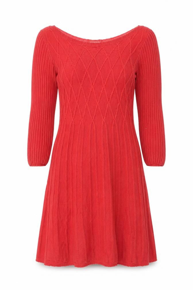 Front view of Monsoon Women's Red Cable-Knit Jumper, size S