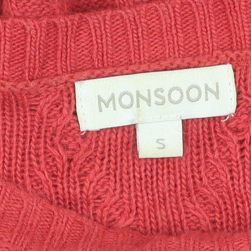 Monsoon Women's Red Cable-Knit Jumper, Size S