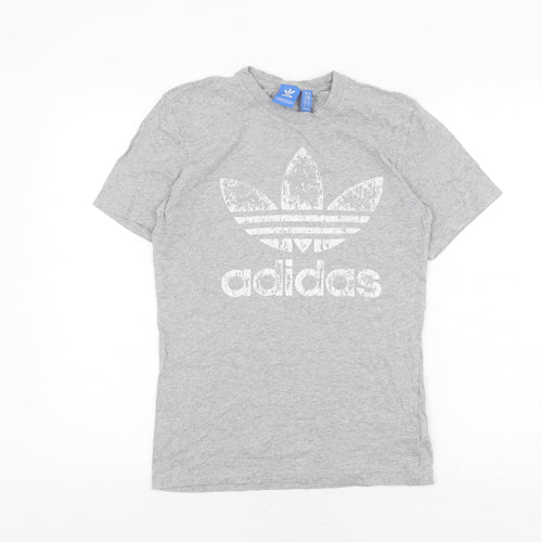 Adidas Men's Grey XS Logo T-Shirt Short Sleeve