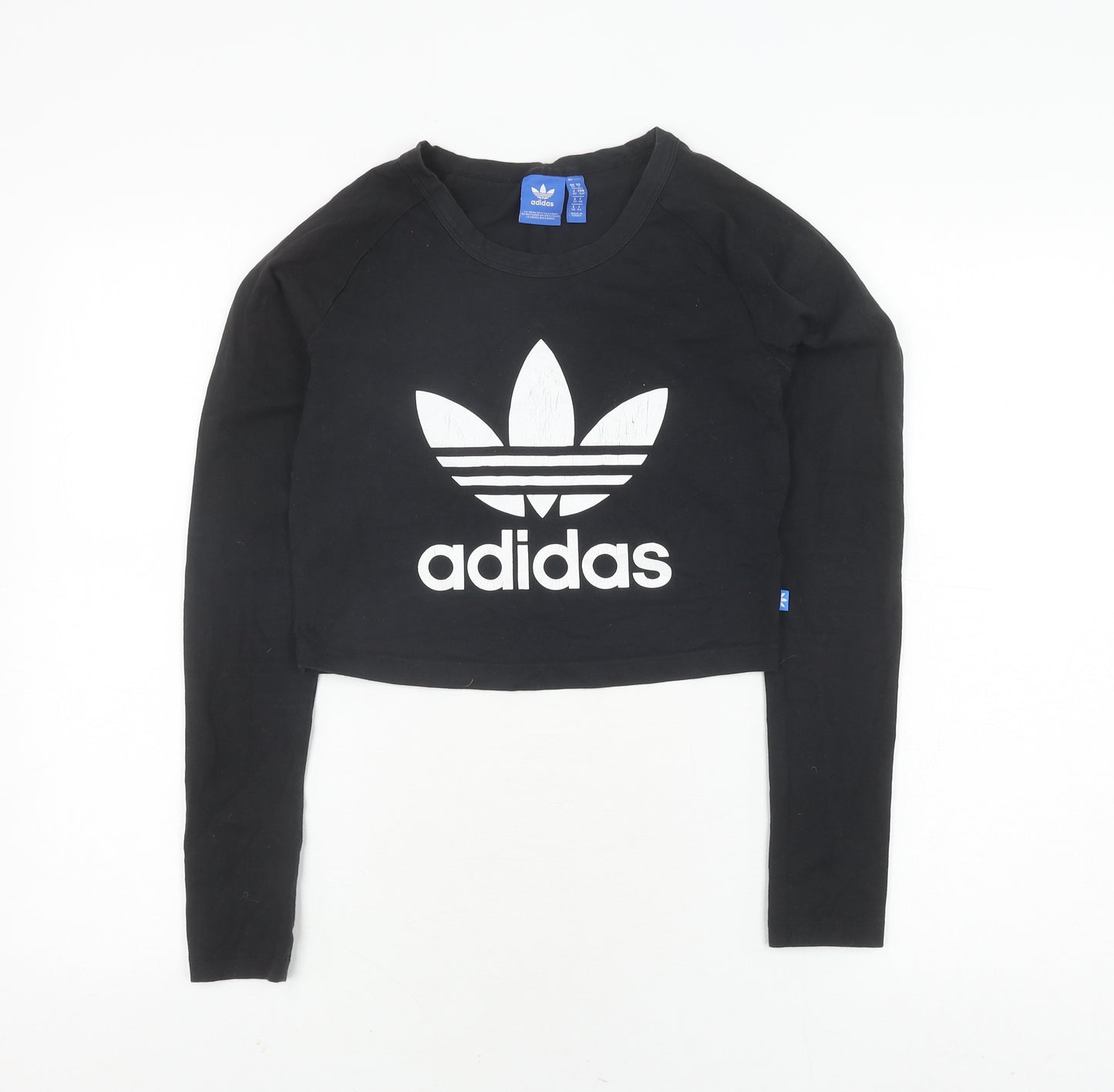 Adidas Women's Black Cropped T-Shirt Size 10