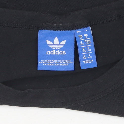 Adidas Women's Black Cropped T-Shirt Size 10