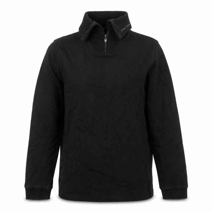 Front view of Five Seasons Black unisex jersey cotton zip activewear jacket m