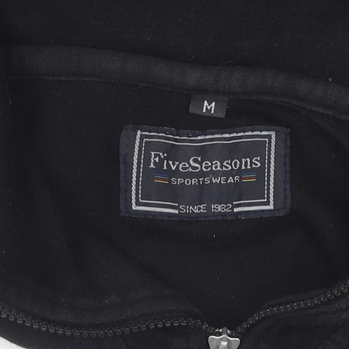 Five Seasons Black Unisex Jersey Cotton Zip Activewear Jacket M