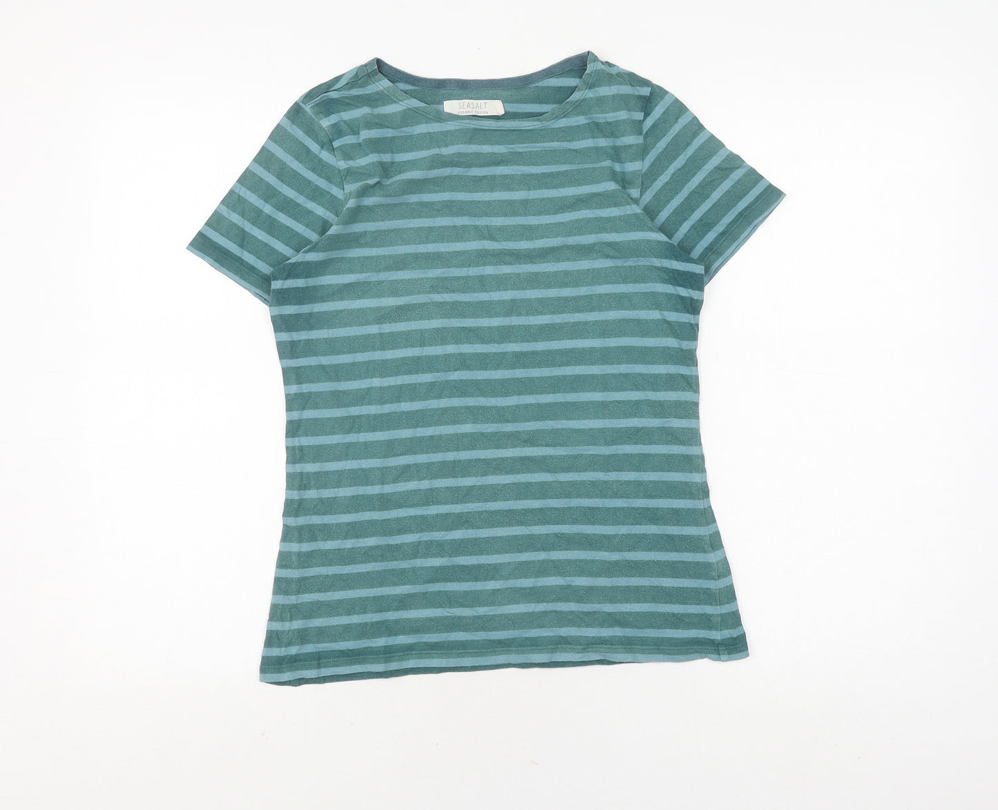 Seasalt Women's Green Striped T-Shirt, Size 10